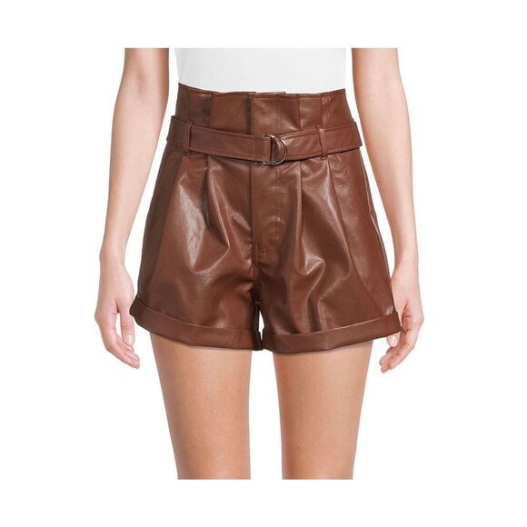 Madden NYC Faux Leather Paper Bag Short - Picture 1 of 6
